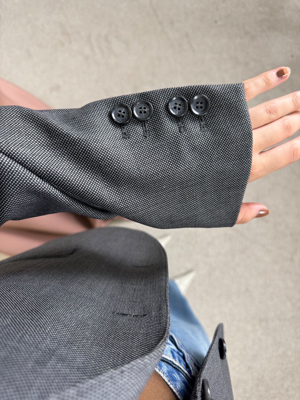 Sacou luxury Hackett în croi bărbătesc din 100% lână LORO PIANA, special țesuta ( mărimea M)