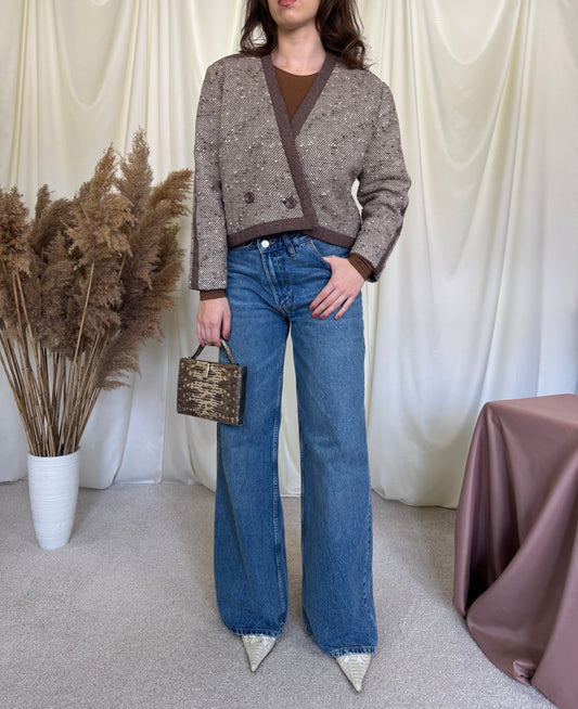 Jacheta vintage superbă din 80% lână și angora( M)