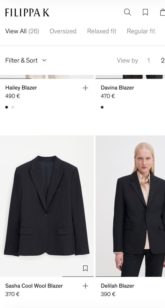 Sacou premium Filippa K din lana extra fină, model cambrat
(Mărimea 36/S)