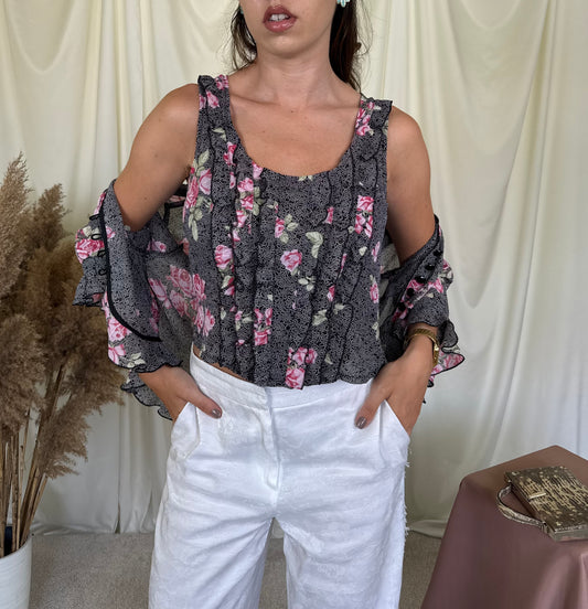 Set premium SPORTALM cu print floral: sacou + top tip corset
(Mărimea S)