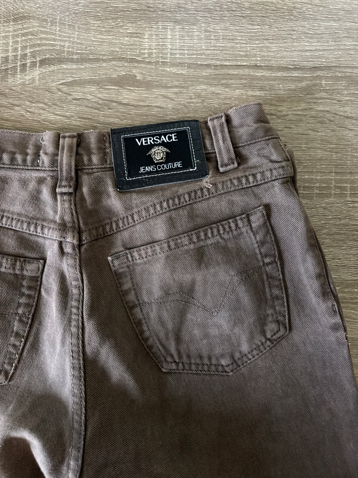 Blug vintage VERSACE cu talie înaltă, denim din bumbac ( XS- XS/S)