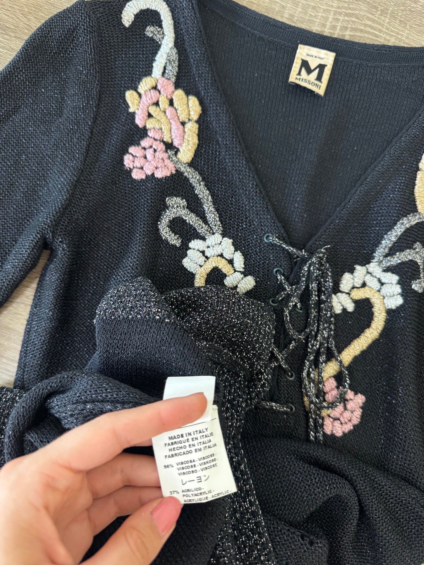 Rochie vintage MISSONI din croșet cu broderie superbă ( mărimea S-M)