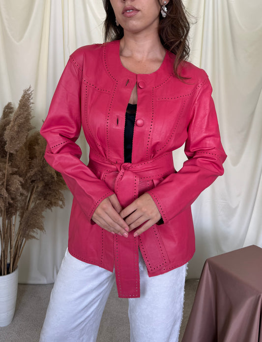 Jacheta premium Elegance Paris din 100% piele naturala fină ( piele nappa de miel) și calitativă + cordon ( mărimea M)