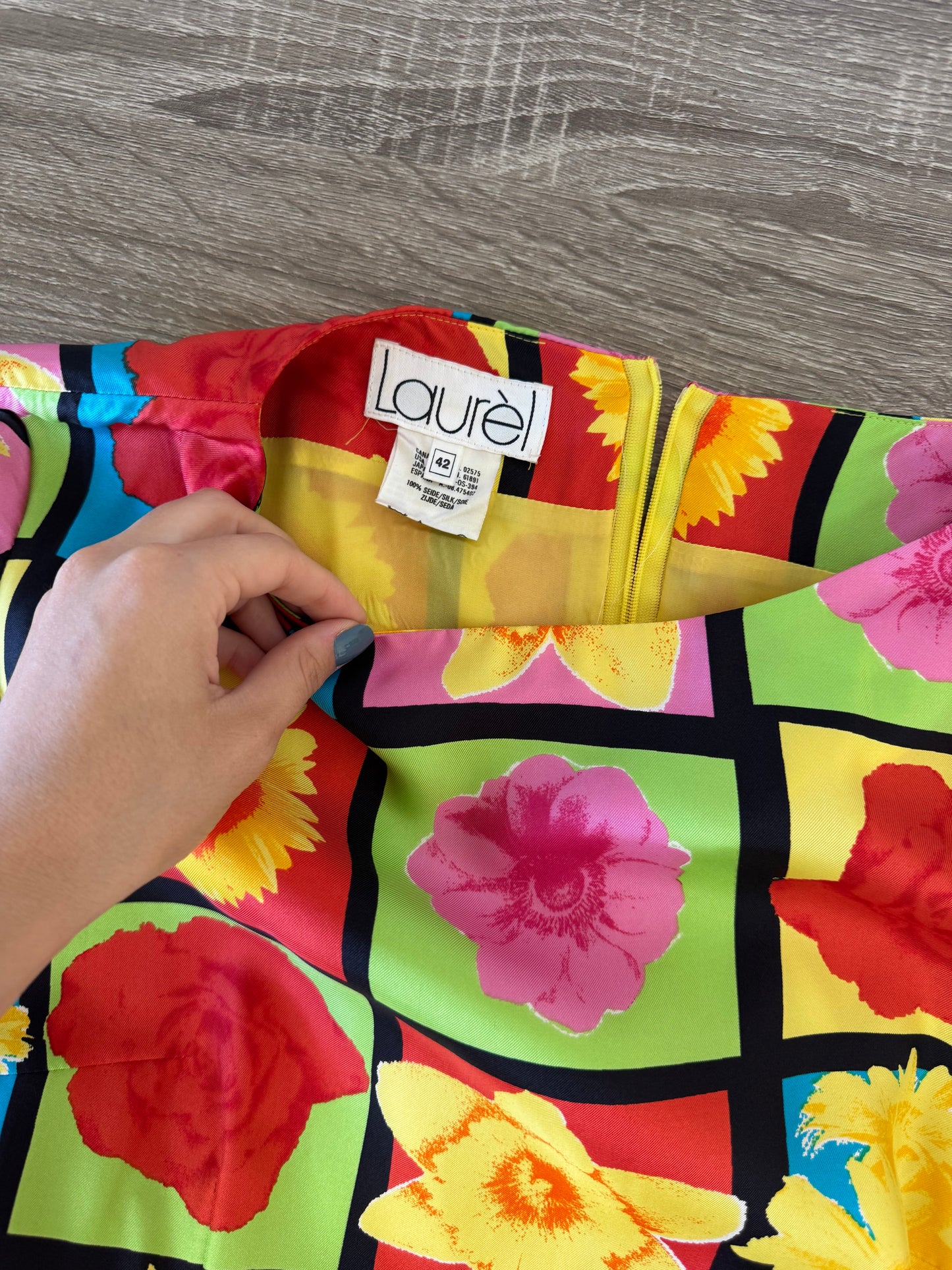 Rochie luxury 90’s Laurel by Escada din 100% matase naturala cu print floral ( marimea 40/ M/L)