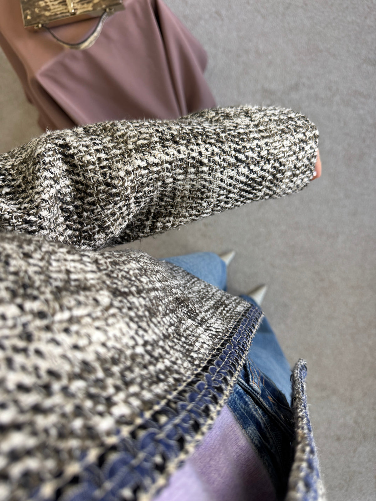 Sacou - jacheta din tweed de bumbac( mărimea M/L )