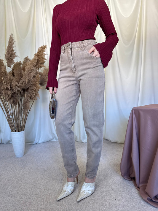 Denim vintage cu talie înaltă, bumbac elastic ( XS/S)