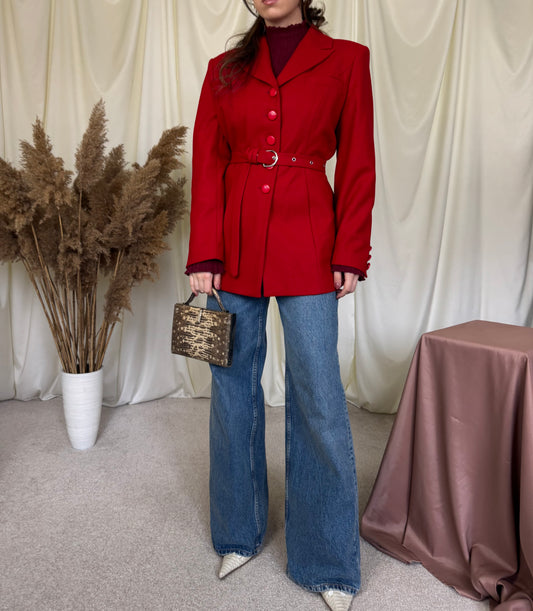 Sacou-pardesiu potrivit pentru primăvara cu centura pentru marcarea taliei, material cu structură
(Mărimea M)