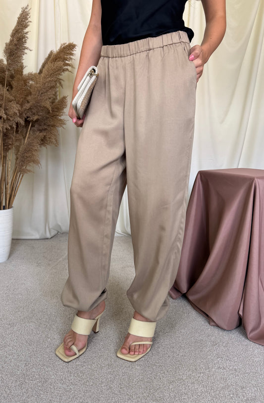 Pantalon premium MADELEINE din 100% tencel cu talie elastică ( mărimea M)