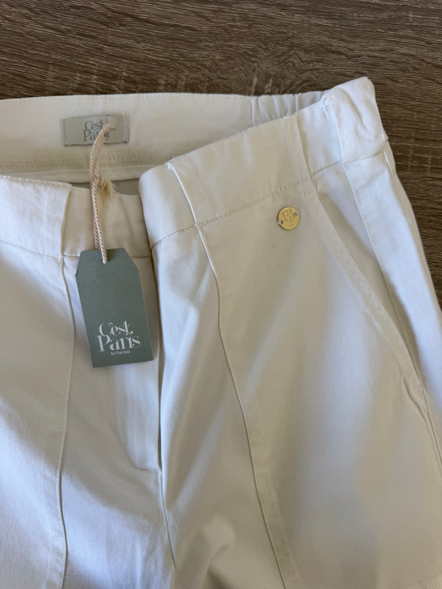 Pantalon nou cu talie elastică din bumbac și liocel, croi super cool ( mărimea S-M)