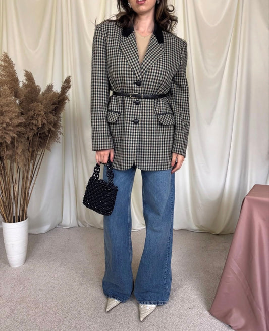 Sacou vintage cu rever din catifea( M oversized)