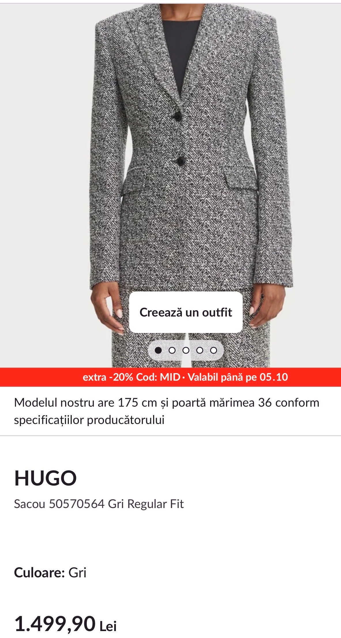 Sacou premium tip jachetă Hugo Boss din stofă 100% lână și detalii din piele naturală ( mărimea S)