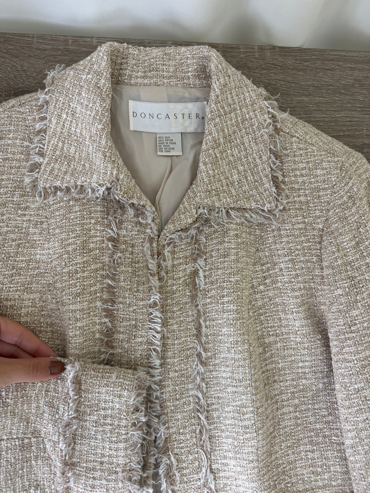 Sacou vintage Doncaster tip jachetă din mătase și rayon ( mărimea S)