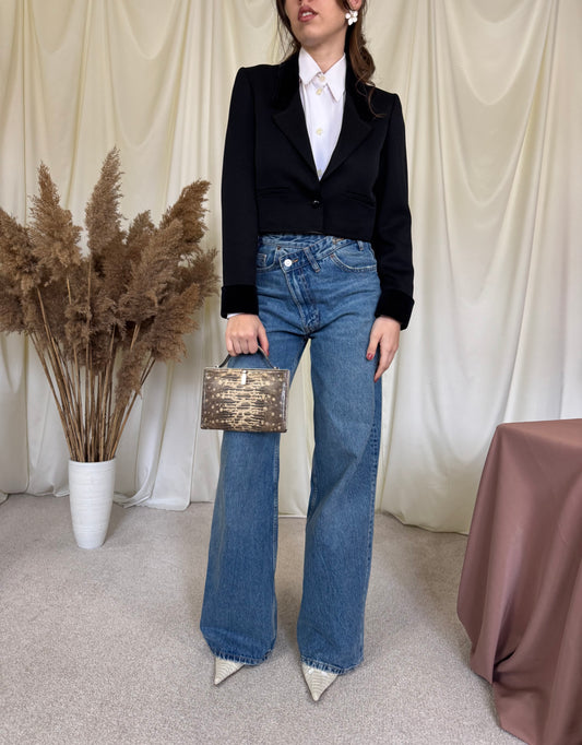 Piesa vintage de colecție Valentino din 100% lână cu detalii din catifea de bumbac , (mărimea xs/s)