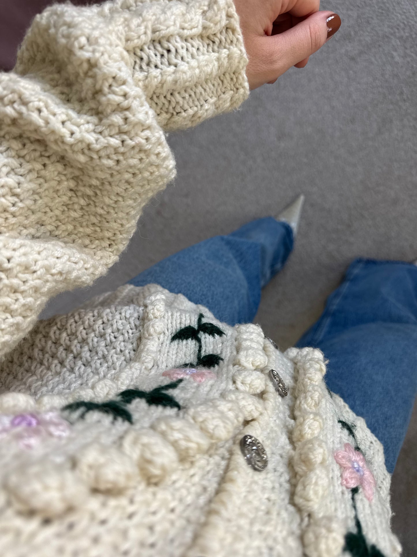 Cardigan vintage realizat manual ( L)