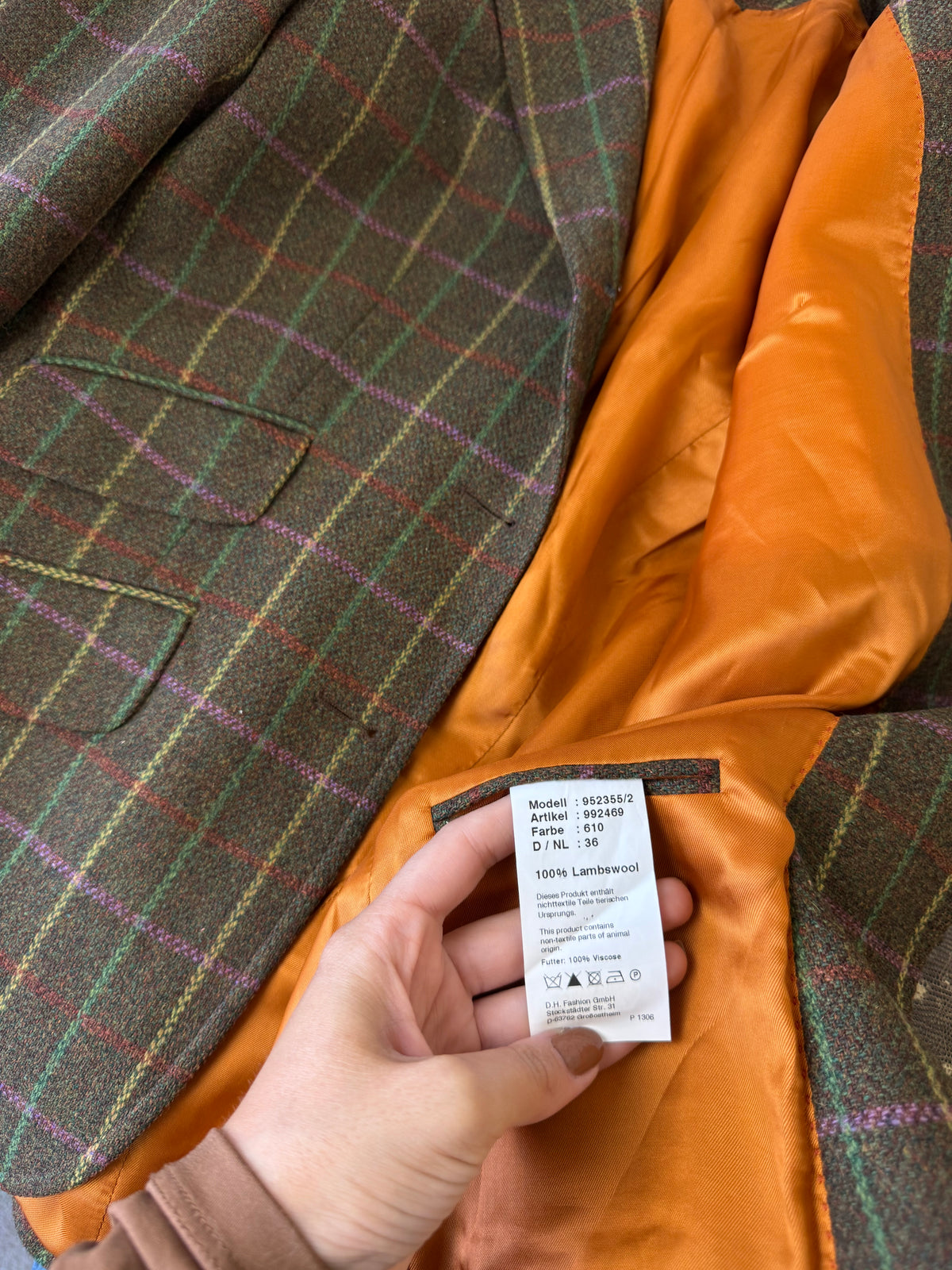 Back ! Sacou vintage din stofă cu print 100% lambswool, talie cambrata ( mărimea xs/s)