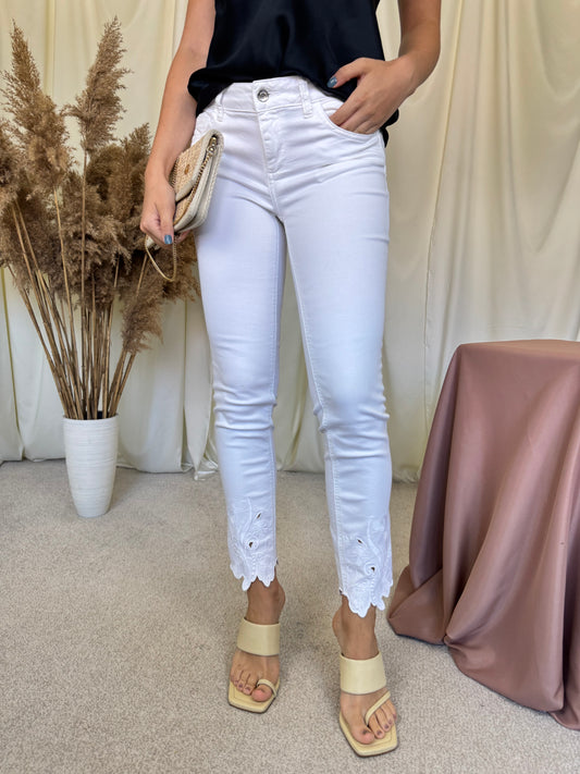 Pantalon Liu Jo din bumbac cu detalii brodate, stretch ( mărimea XS)