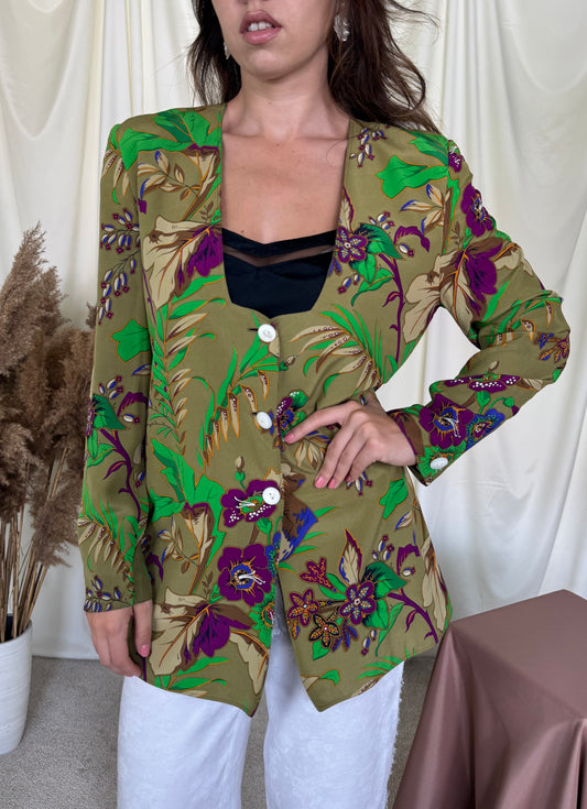 Sacou luxury GENNY din 100% mătase naturala cu print superb ( mărimea M- M/L)
