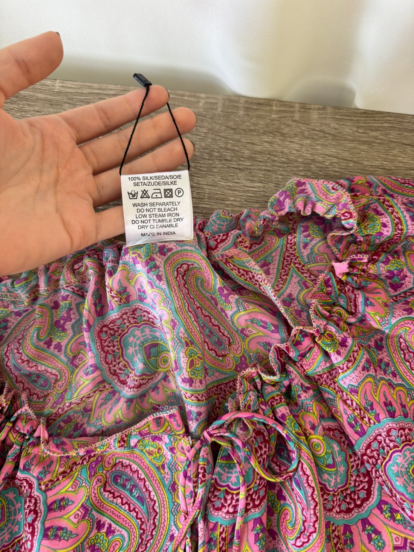 Rochie de vară cu print floral din mătase naturală (mărime universală S-L)