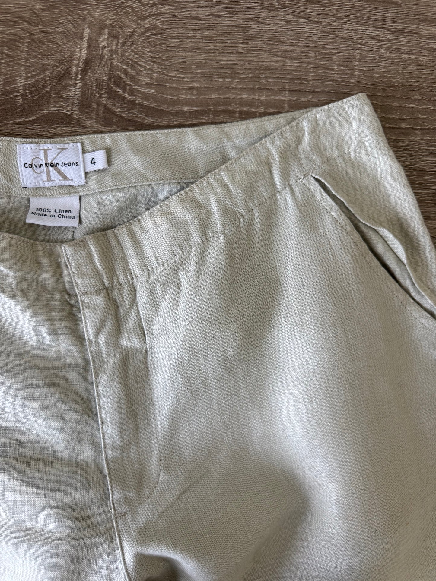 Pantaloni Calvin Klein din 100% in cu talie medie-joasă ( mărimea S)