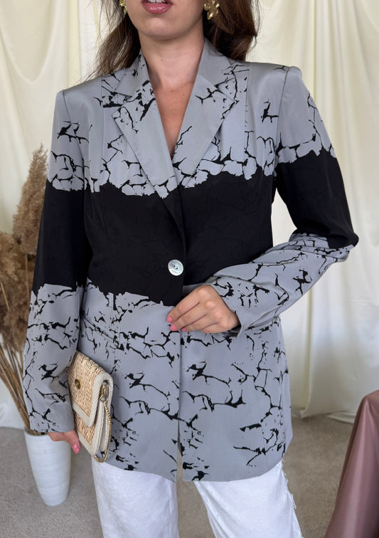 Sacou premium ALBA MODA din 100% mătase naturala cu print ( mărimea M-M/L)