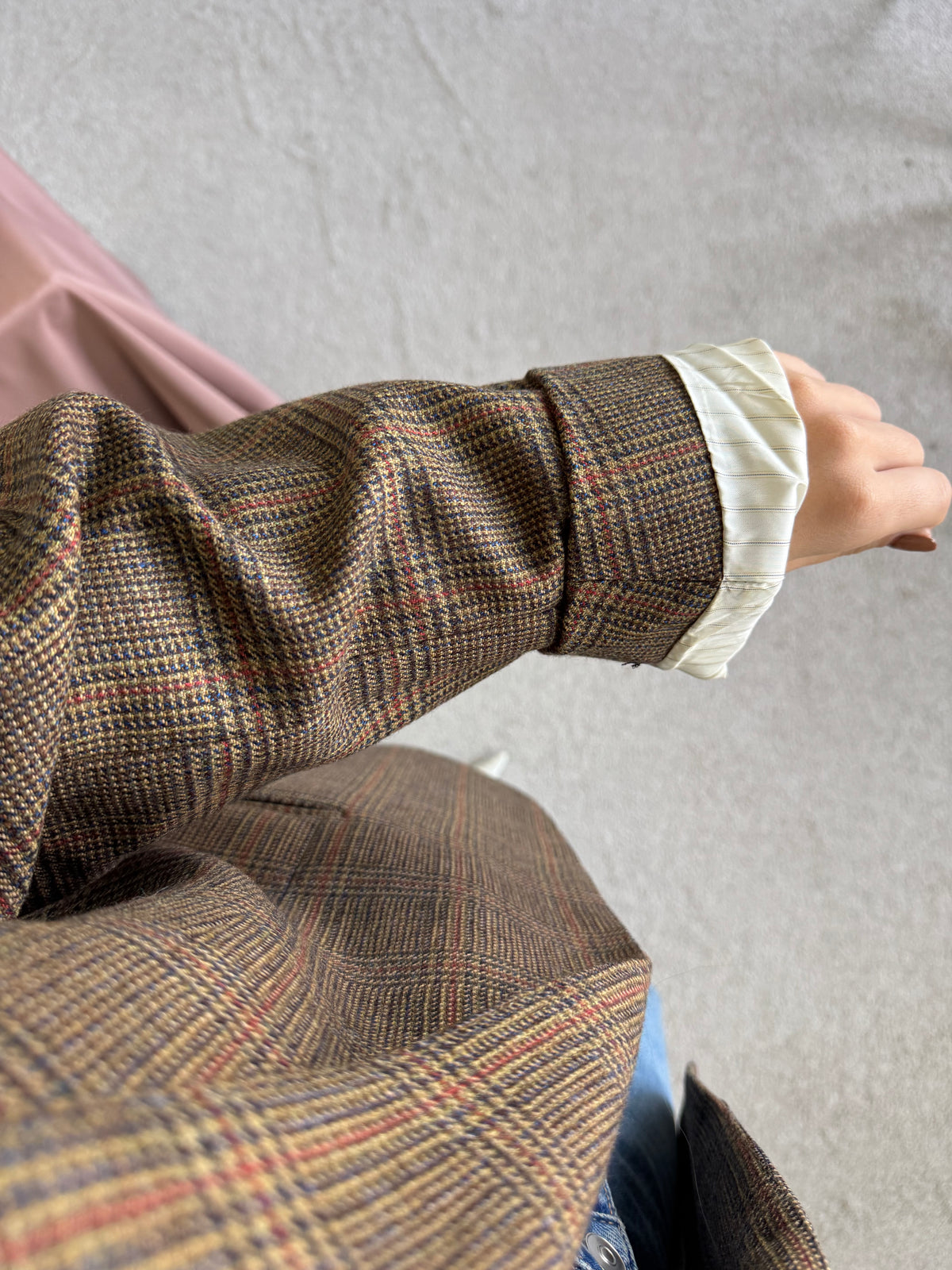 Sacou luxury BURBERRY din stofă premium 100% lână cu print carouri ( mărimea L/XL)
