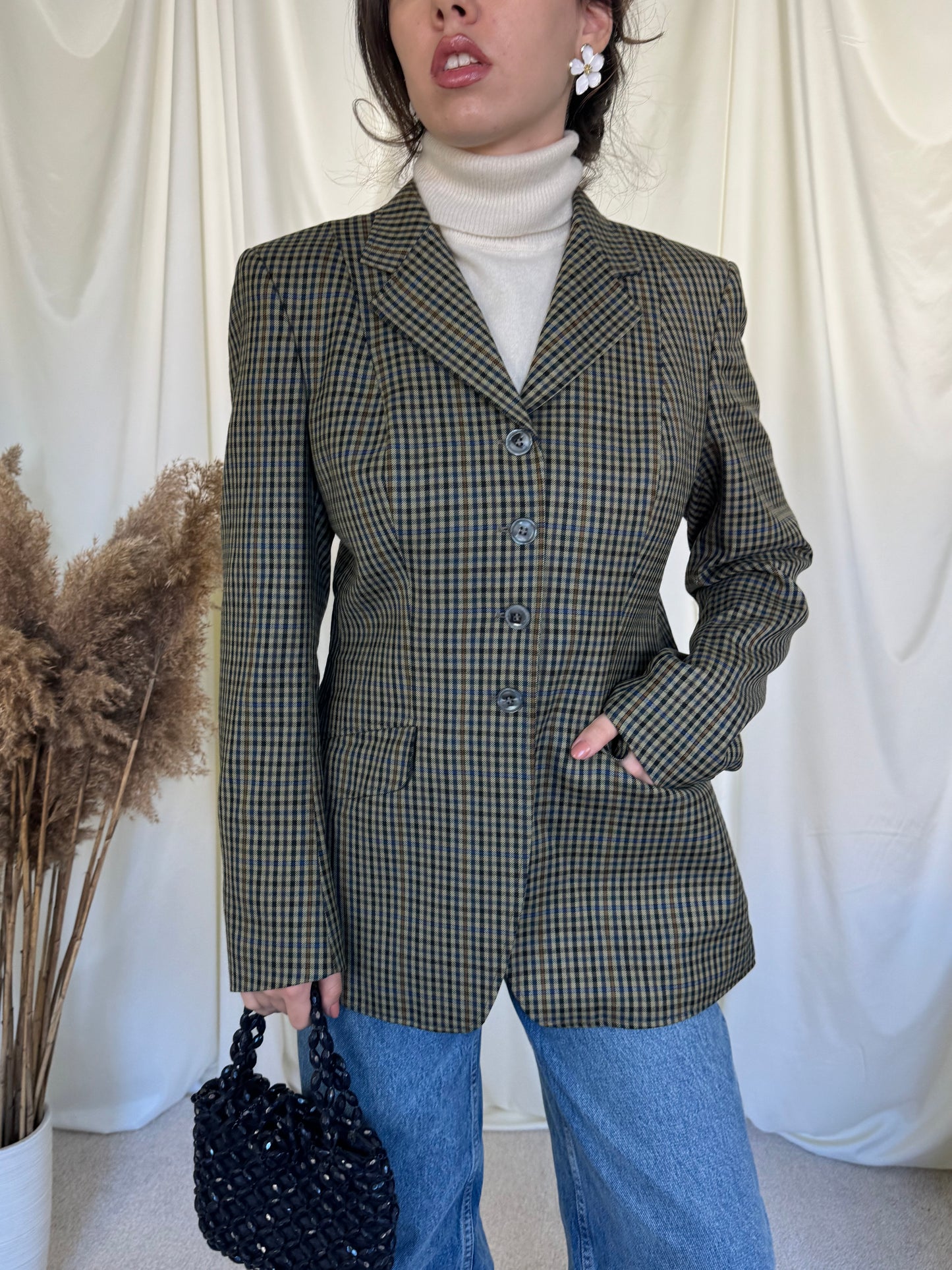 Sacou vintage din stofă de lână, croi cambrat( mărimea m)