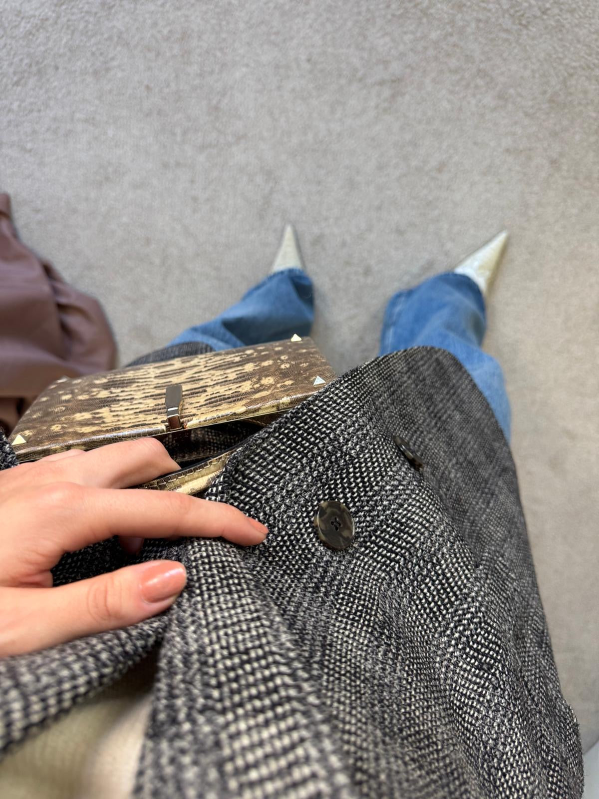 Sacou vintage YSL din stofă de lână groasă (mărimea L)