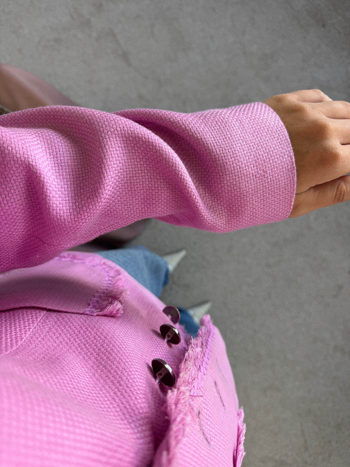 Sacou superb baby pink BETTY BARCLAY din in, bumbac și mătase naturala ( mărimea S/M)