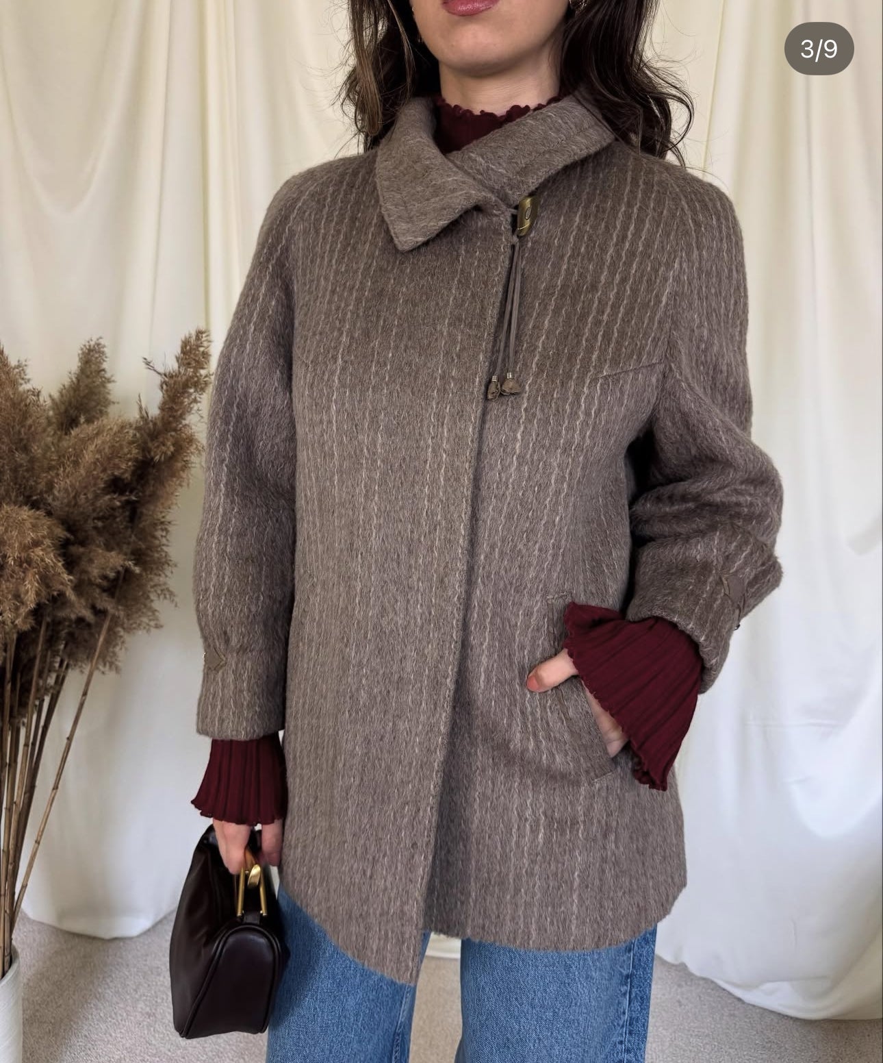 Palton vintage premium de lux din păr de lamă ( mărimea s)