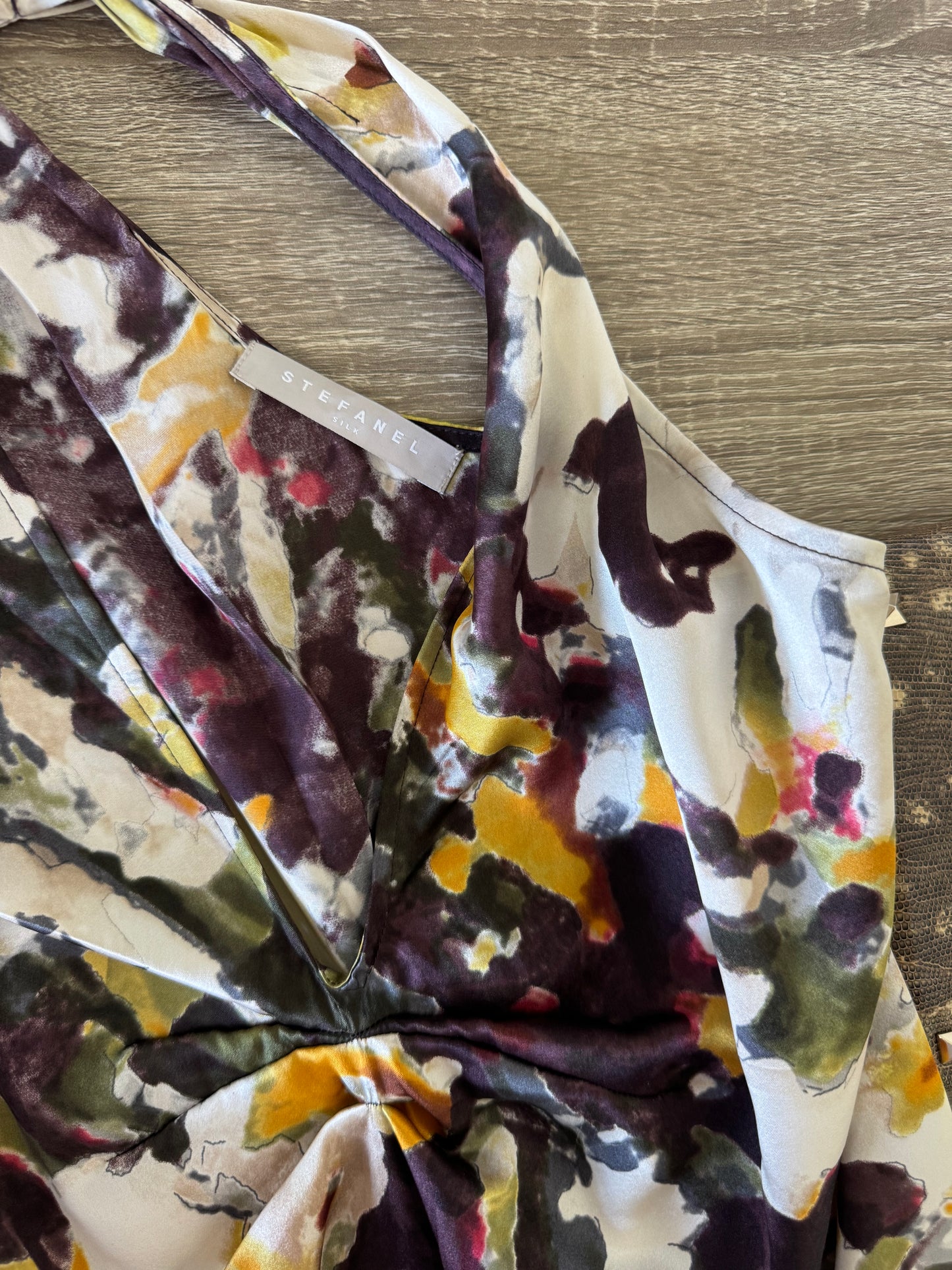 Rochie STEFANEL de vară din 100% mătase naturală cu print super și spate decupat( mărimea S-M/L)