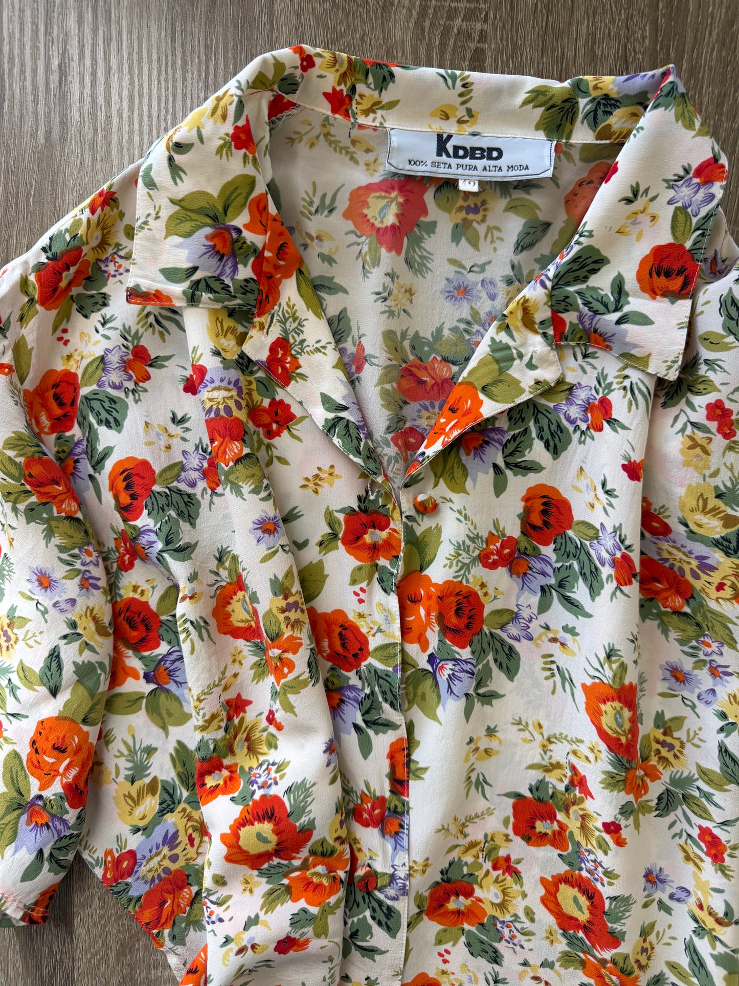 Cămașă vintage din 100% mătase naturală cu print floral, Alta Moda
(Mărimea M/L)