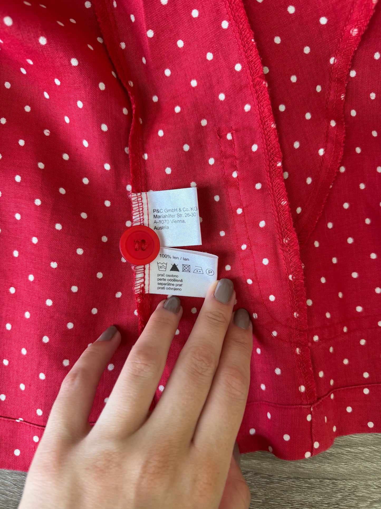 Sacou vintage Marco Pecci din 100% in cu print buline și mâneci scurte, talie cambrata( mărimea M)