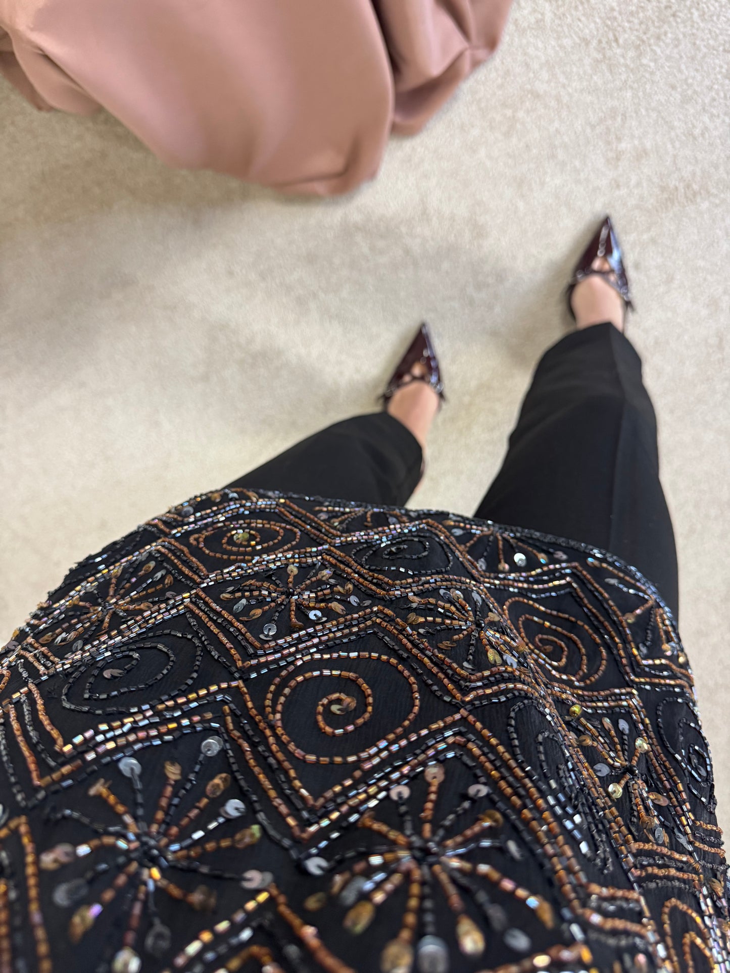 Piesă vintage din mătase naturală cu mii de mărgele( M/L)