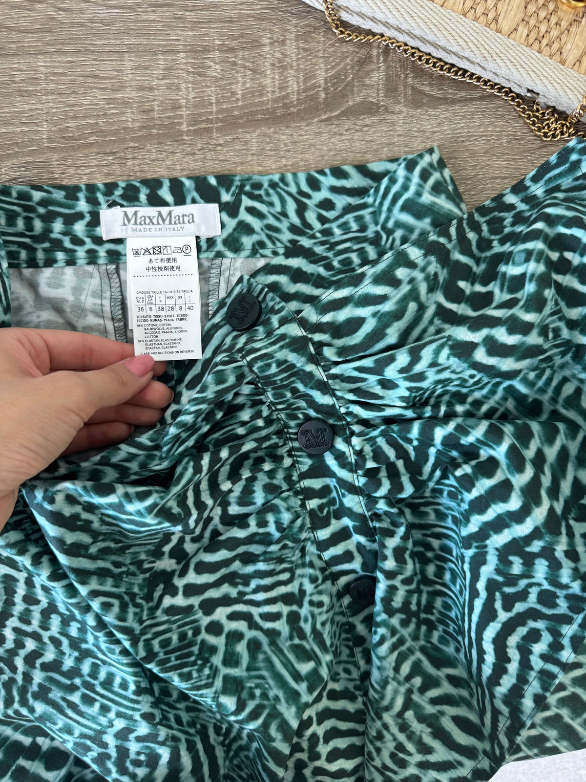 Fusta luxury MAX MARA din bumbac cu print, talie înaltă marcata ( mărimea S) 70-72 cm talie