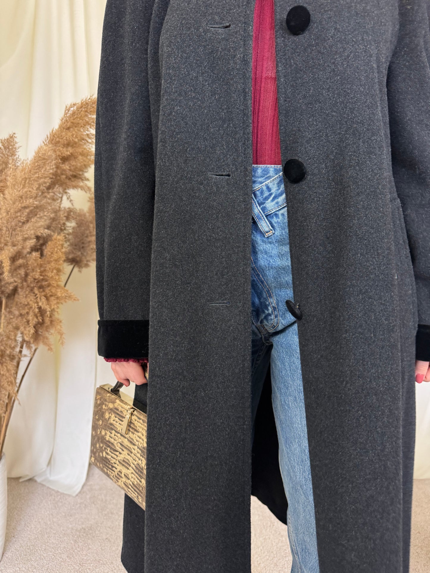 Palton vintage din stofă moale 80% lână (mărimea L)