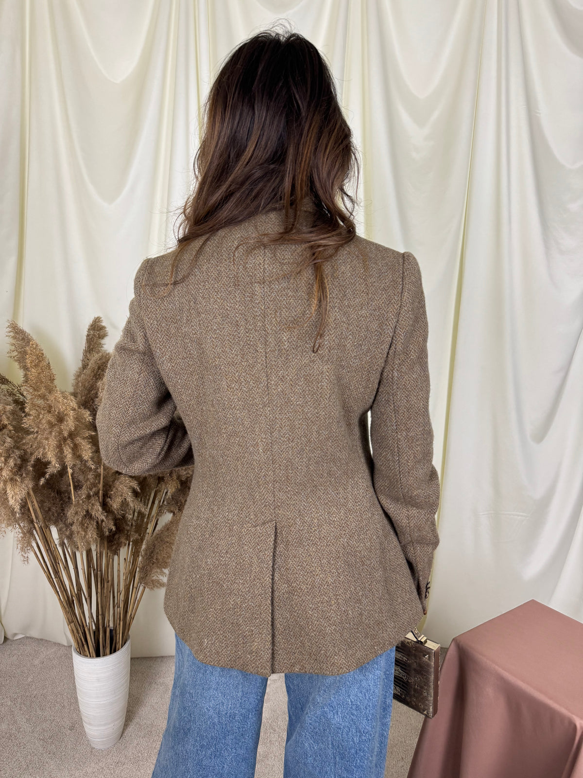 Sacou premium RALPH LAUREN din 100% lână cu detalii din piele naturală ( mărimea S/M)