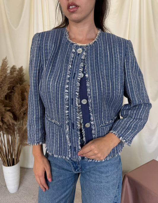 Sacou ARMANI jeans tip tweed din bumbac cu nasturi inscripționați ( mărimea M)