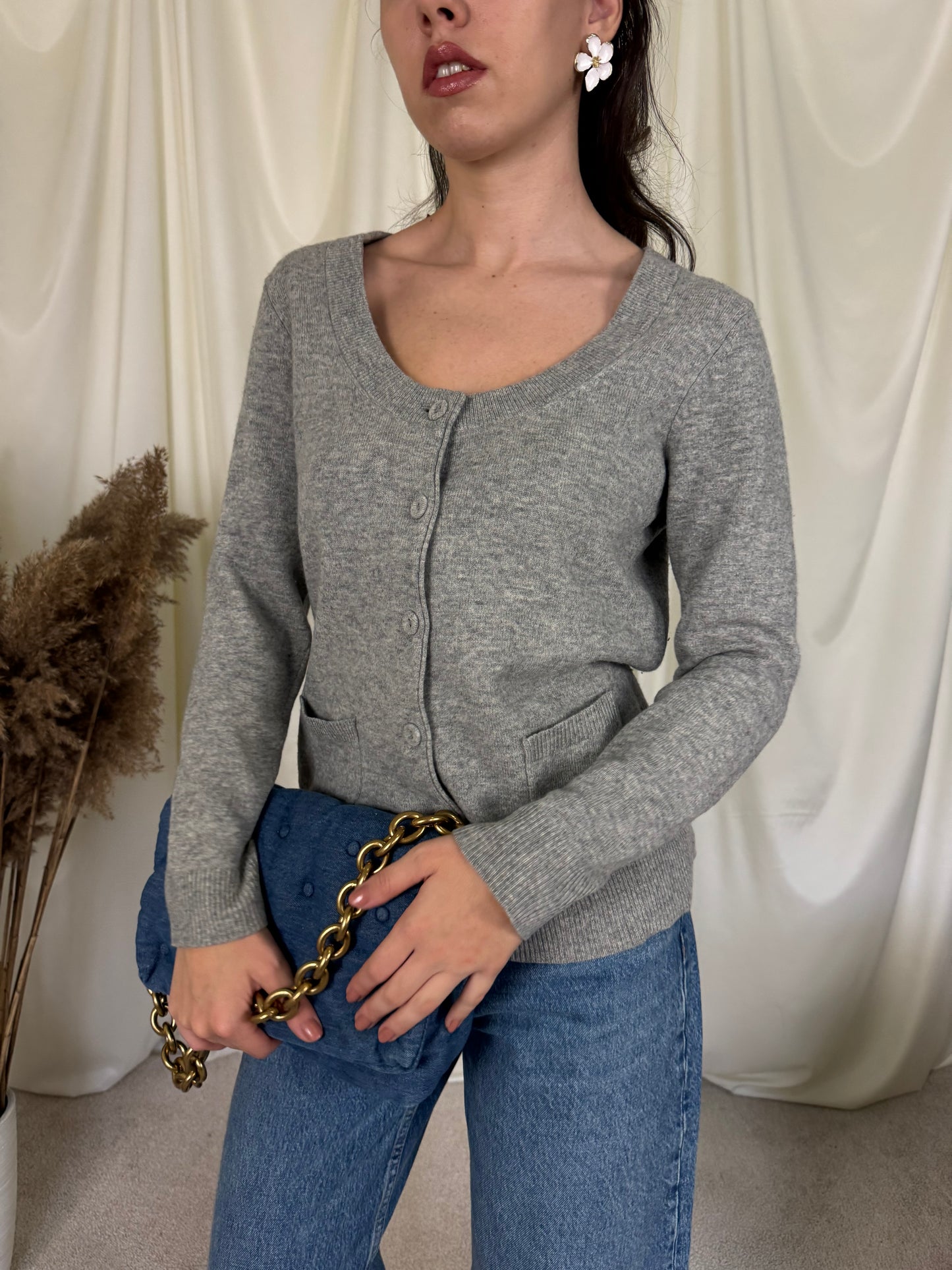 Jerse gri din 100% lână(mărimea S-M)