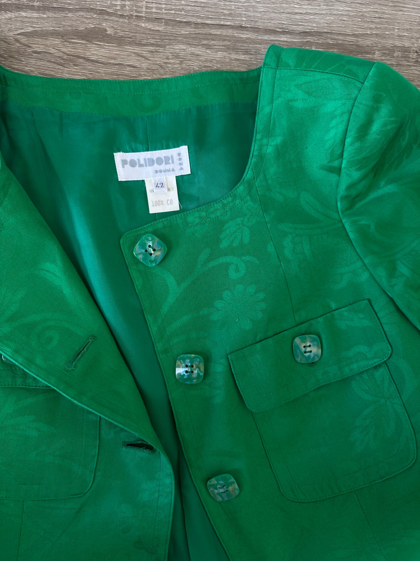 Sacou vintage superb din bumbac cu print verde( mărimea S)