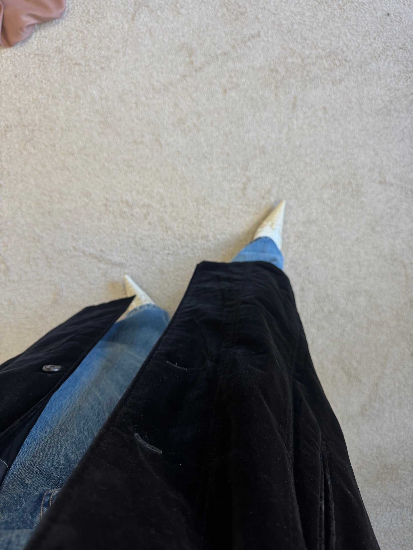 Palton vintage din catifea neagră 100% bumbac (mărimea L)