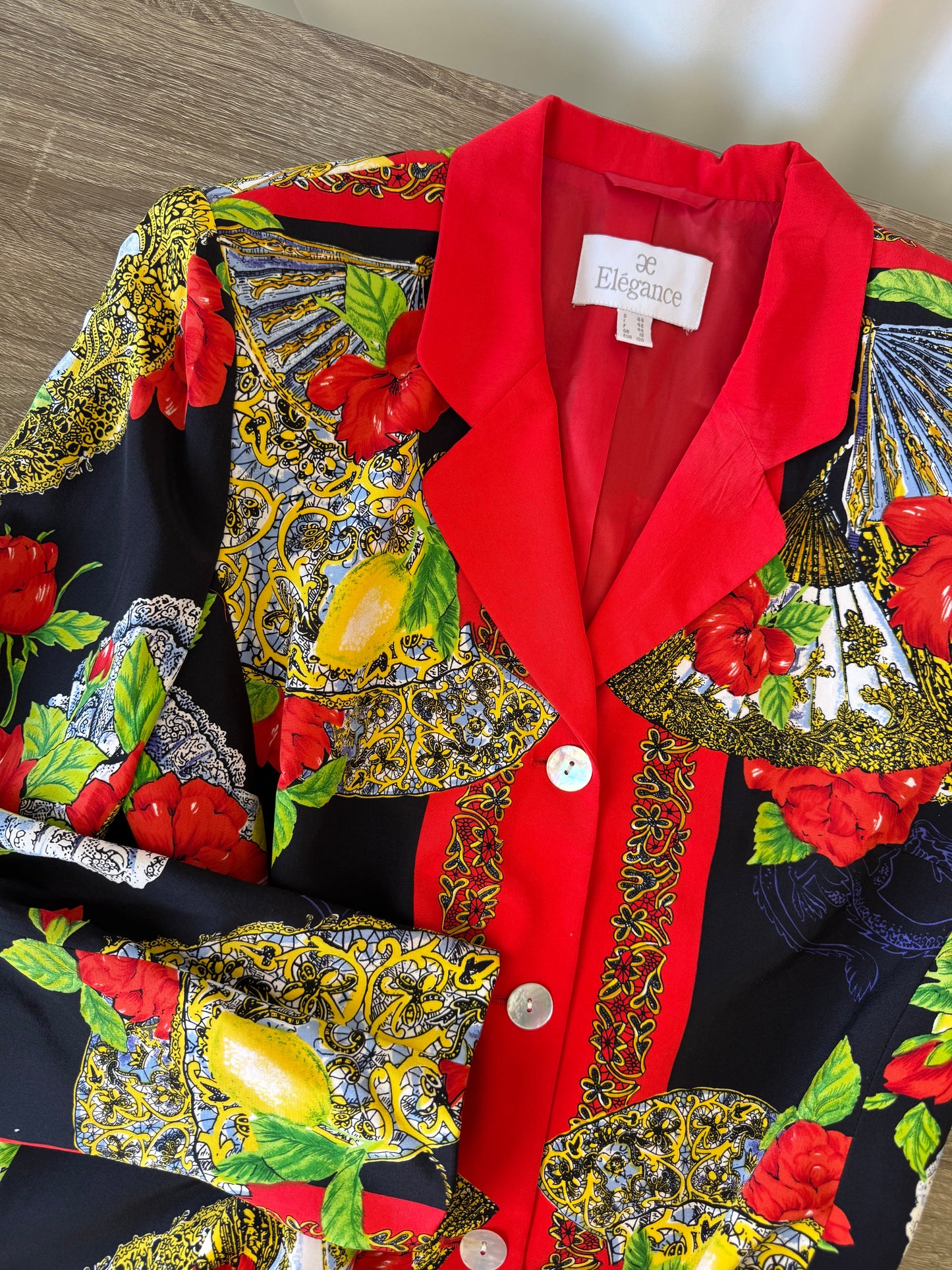 Sacou ELEGANCE PARIS din 100% mătase naturala cu print( Mărimea L)