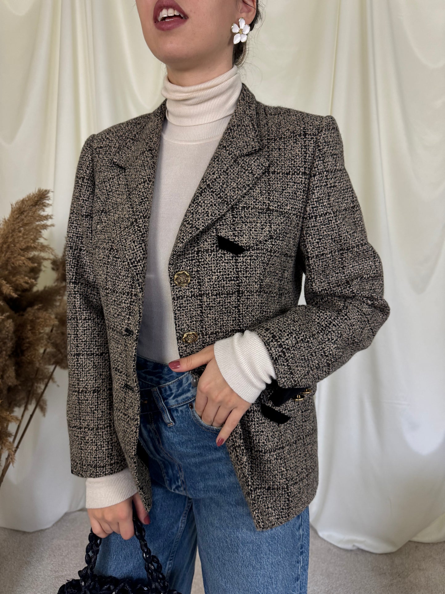 Sacou vintage din lana și mătase( mărimea S-M)