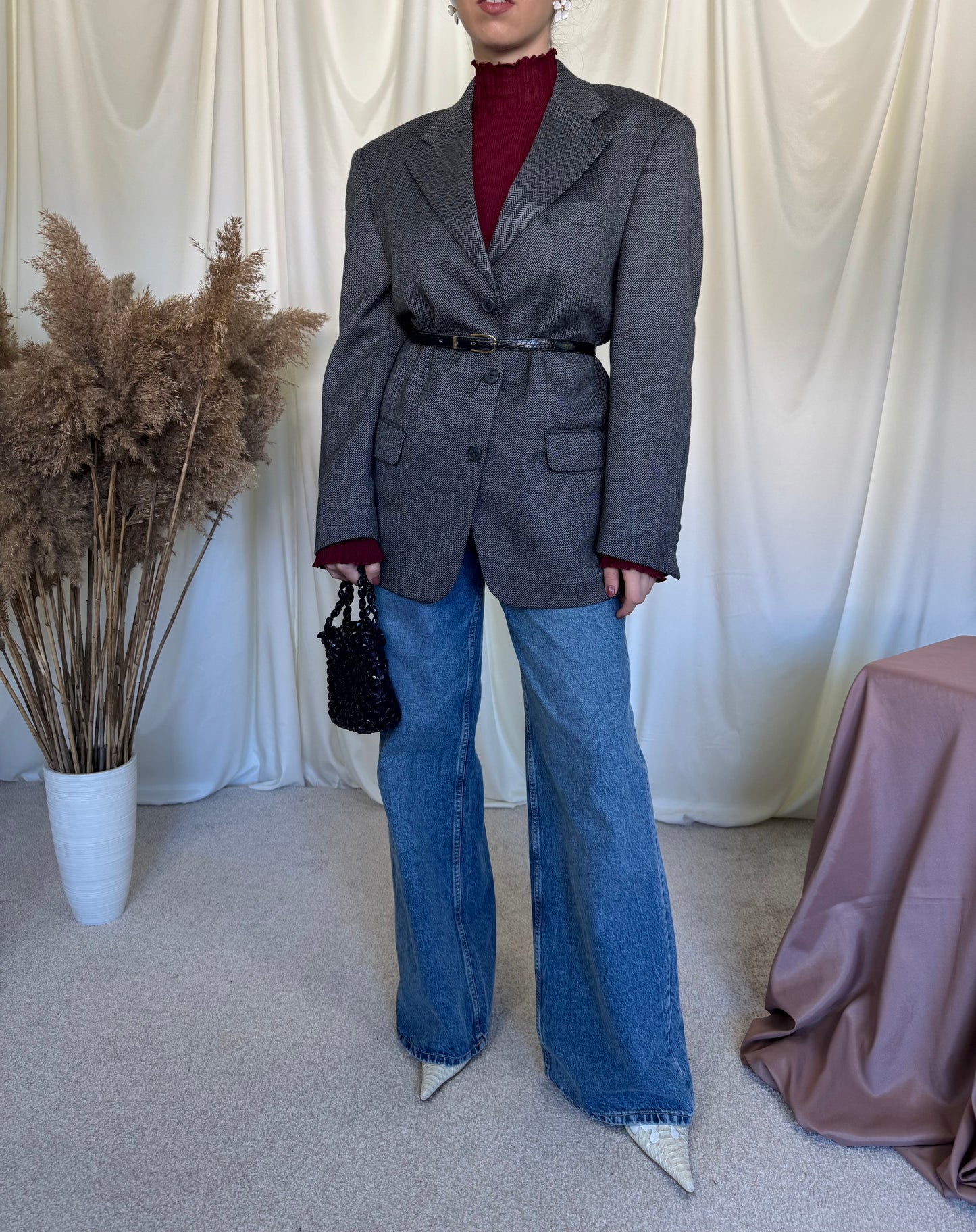 Sacou vintage din stofă 100% lână ( mărimea M-L)