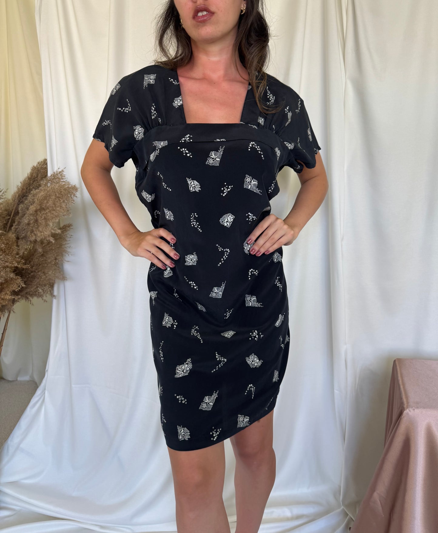 Rochie vintage din matase naturala ( S-M)