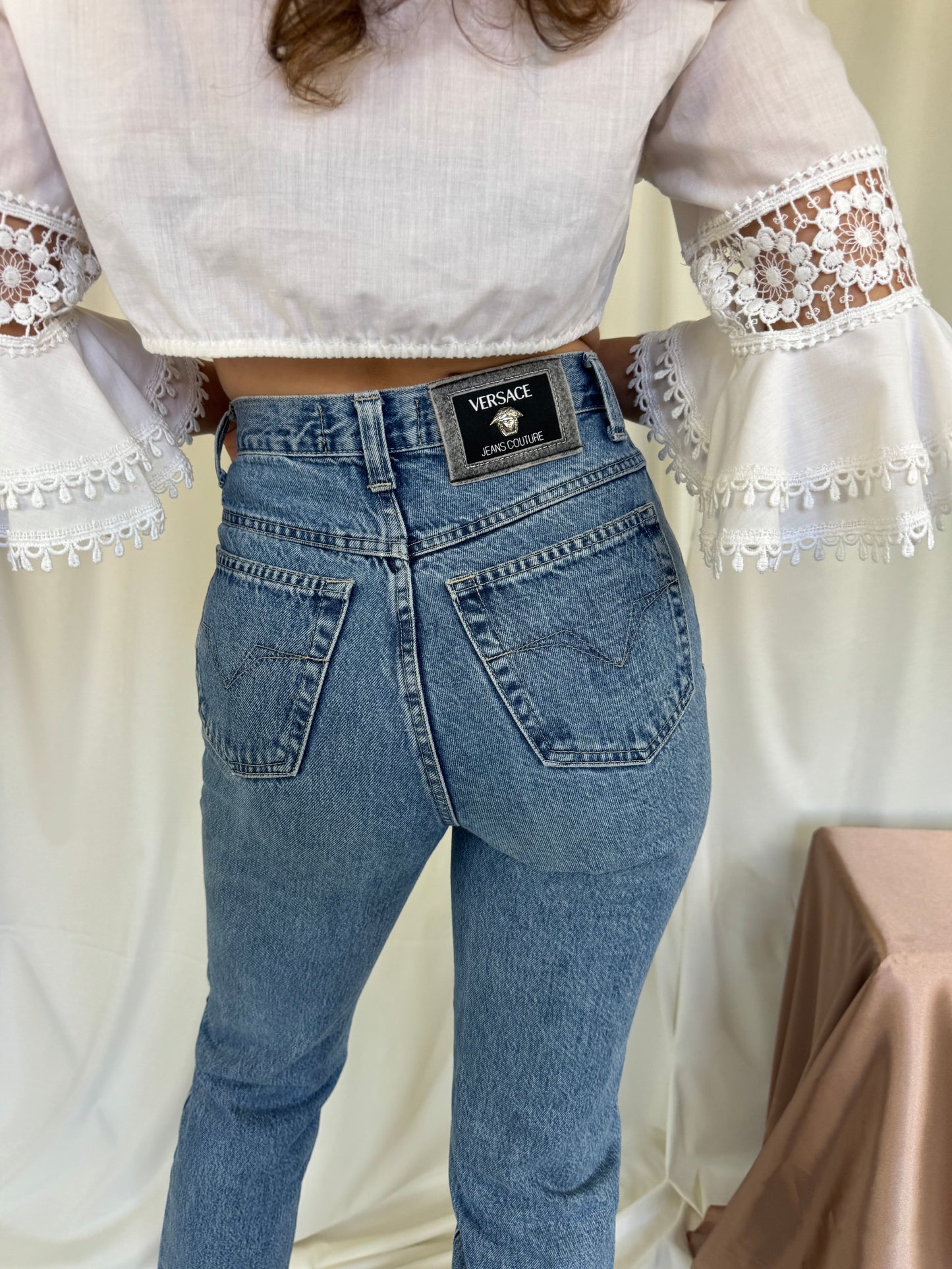 Blug vintage VERSACE talie inalta (XS-S)