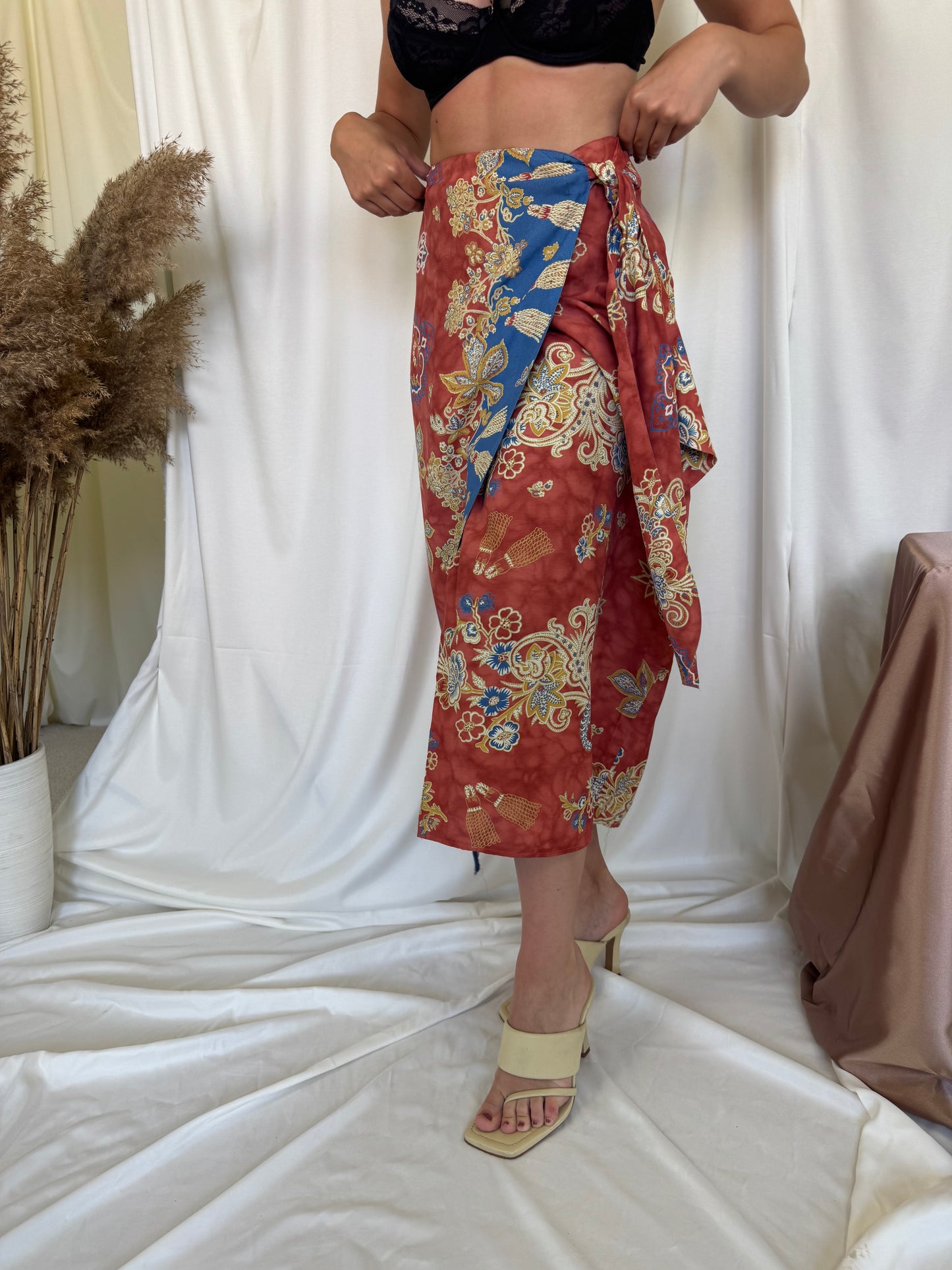 Fusta vintage din bumbac parte peste parte ( M )