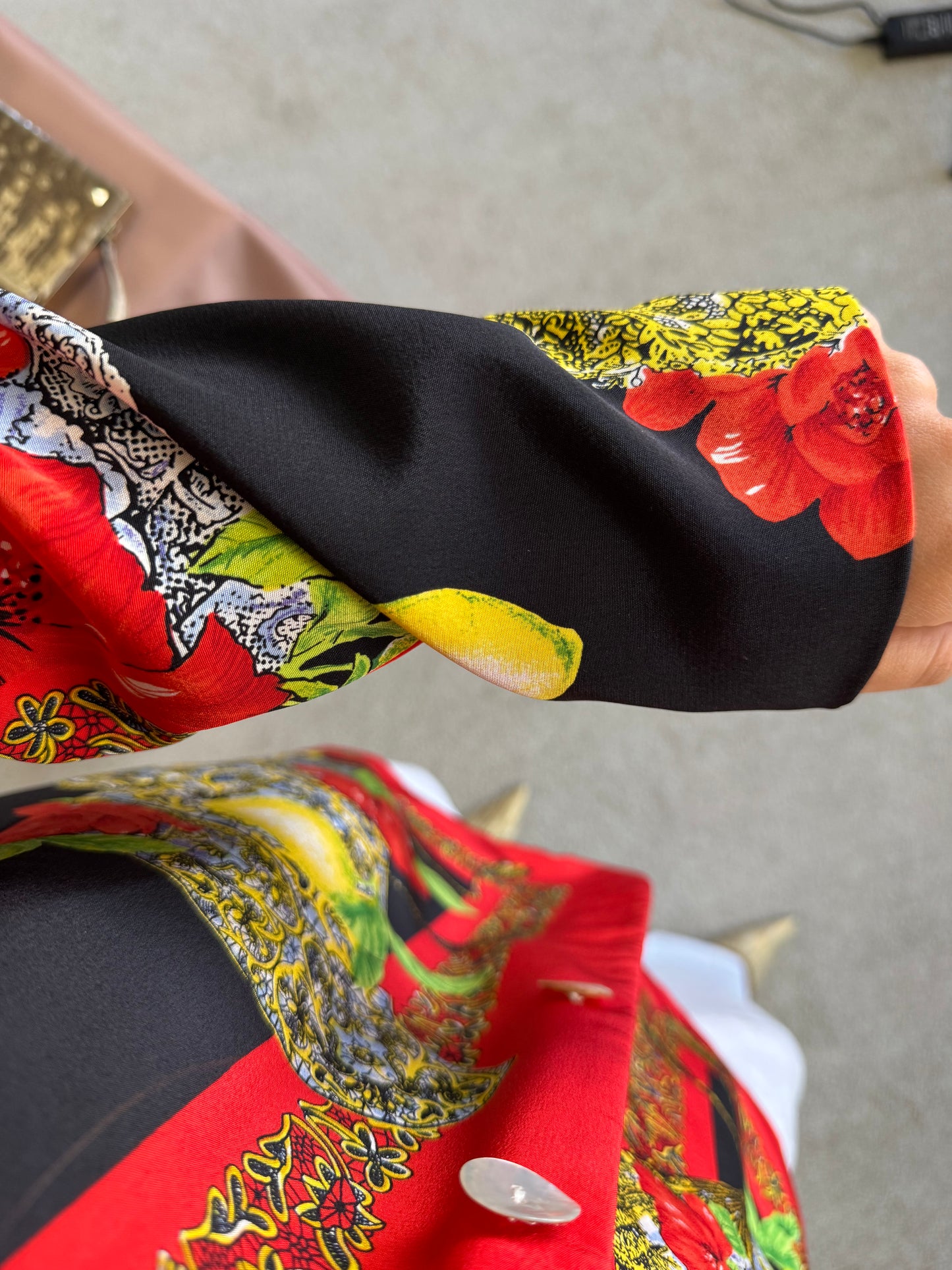 Sacou ELEGANCE PARIS din 100% mătase naturala cu print( Mărimea L)