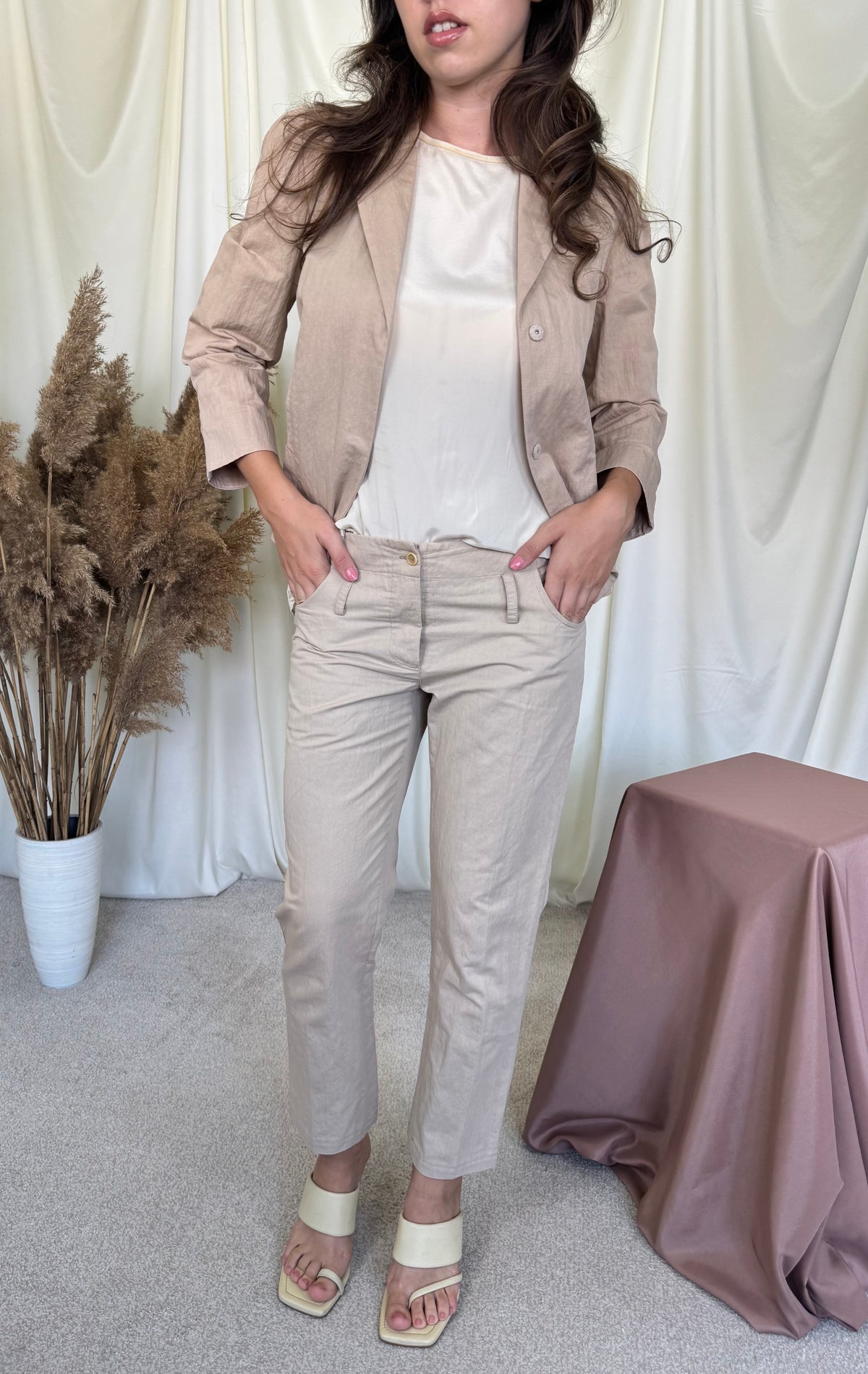Costum luxury MARNI din bumbac cu sacou tip jachetă  ( mărimea S)
