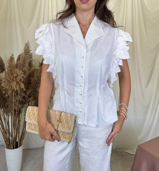 Cămașă vintage Anna Rena cu broderie superbă și talie marcata. bumbac ( mărimea M-L)