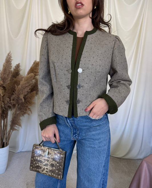 Sacou-jacheta vintage din lana cu nasturi metalici 
(Mărimea M/L)